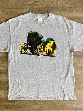 Vintage John Deere Tractor Shirt Mens XL Gray Graphic Tee Farm Equipment